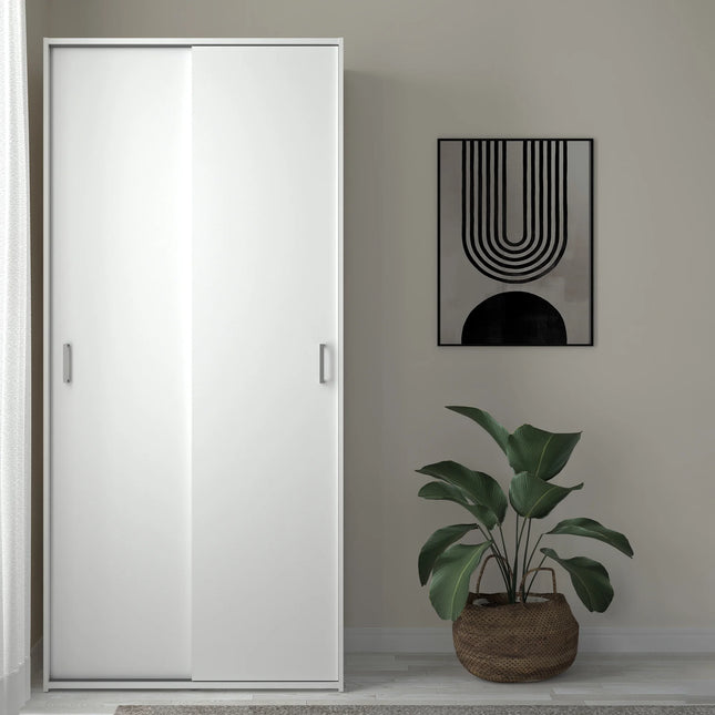 Home Space - Wardrobe with 2 Sliding Doors in White
