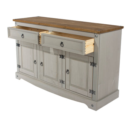 Corona White - Sideboard - 3 Door 2 Drawer & Antique Waxed Pine Top