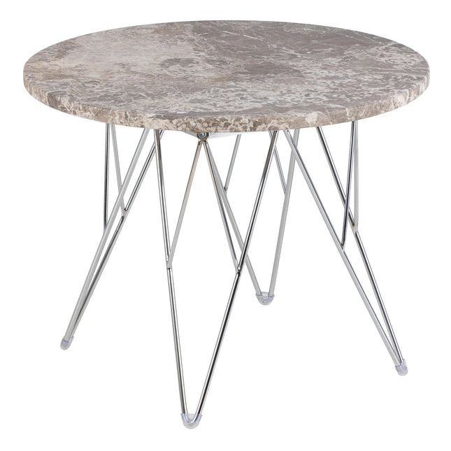 Prunus - Round Side Table with Grey-Brown Marble Top