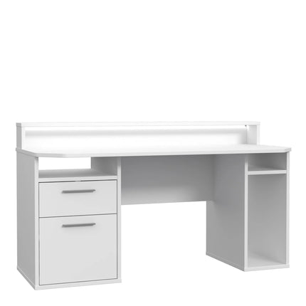Tezaur White Gaming Desk with Colour Changing LED Lighting