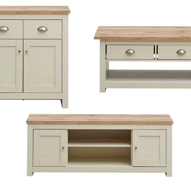 Lisbon - Set - 2 Door TV Unit, 3 Drawer Sideboard, Coffee Table