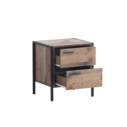 Stretton - 2 Drawer Bedside Table - Rustic Oak
