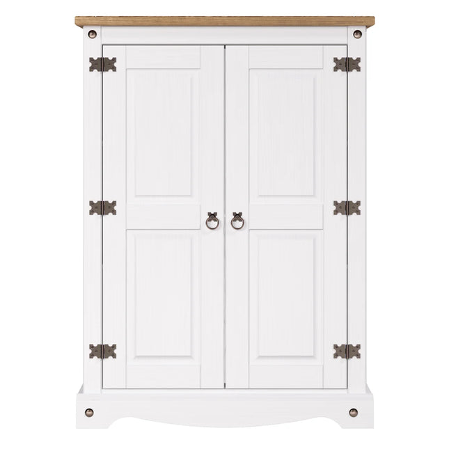 Corona White - Bookcase - 2 Door & Antique Waxed Pine Top