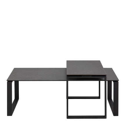 Katrine Ceramic Coffee Table Set in Black – Modern Two-Piece Design