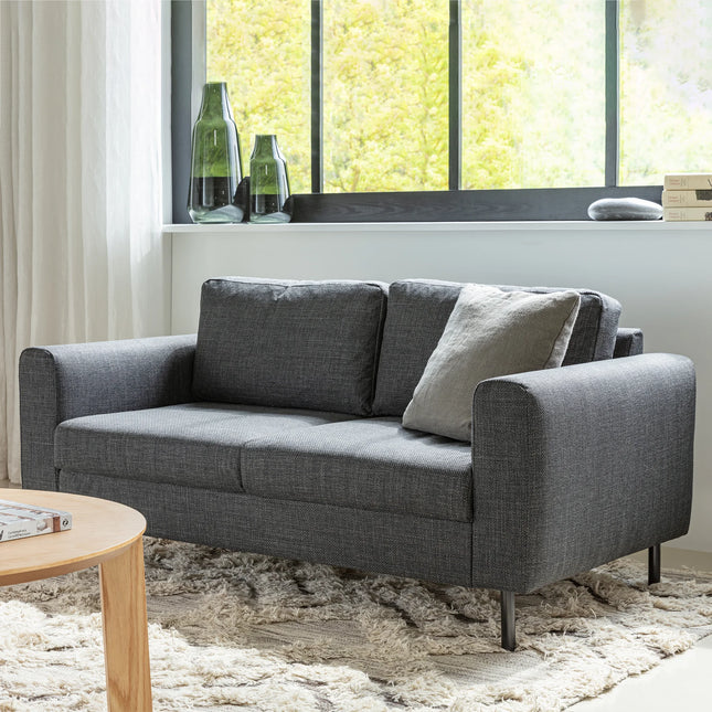 Omaha 2 Seater Sofa in Dark Grey & Light Grey Brown Fabric