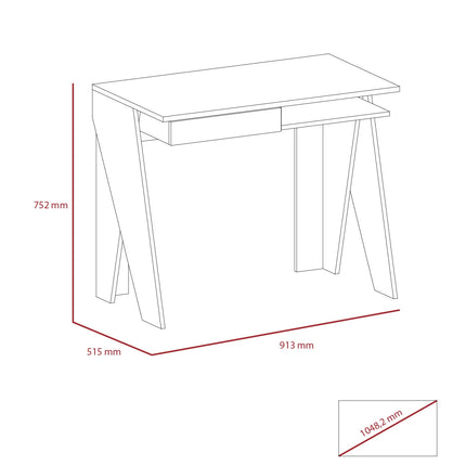Dallas - Desk - 1 Drawer White with Angled Legs
