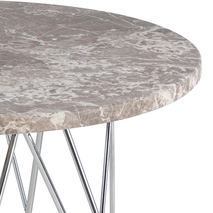 Prunus - Round Side Table with Grey-Brown Marble Top
