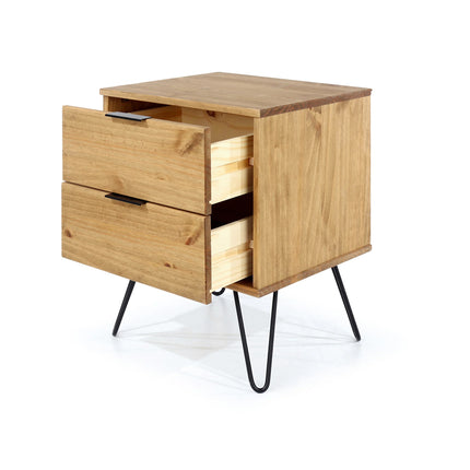 Augusta - Bedside Table - 2 Drawer & Hairpin Legs