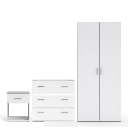 Space - 3 Piece Bedroom Set, Bedside, Chest and 2 Door Wardrobe