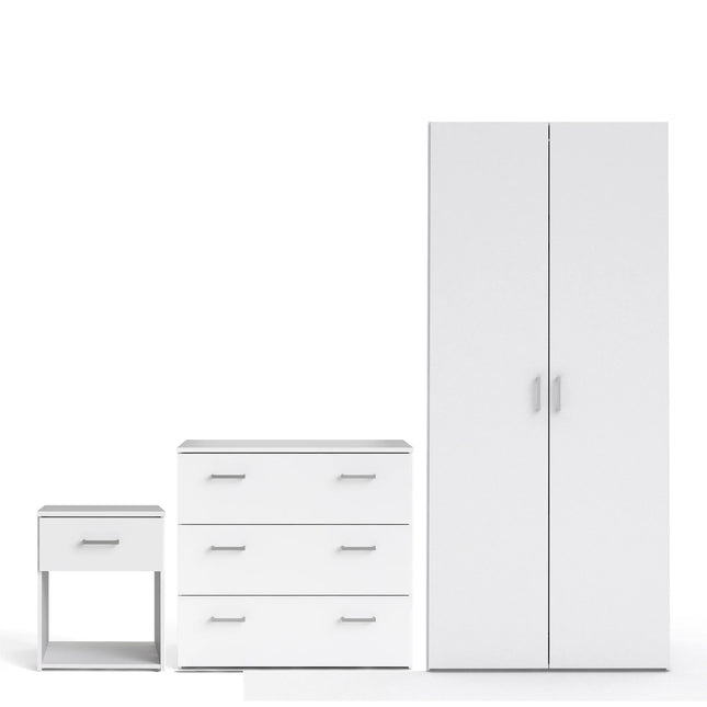 Space - 3 Piece Bedroom Set, Bedside, Chest and 2 Door Wardrobe
