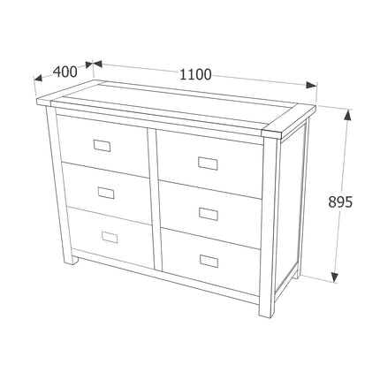 Boston - Chest of Drawers - 6 Drawer Dark Brown Pine