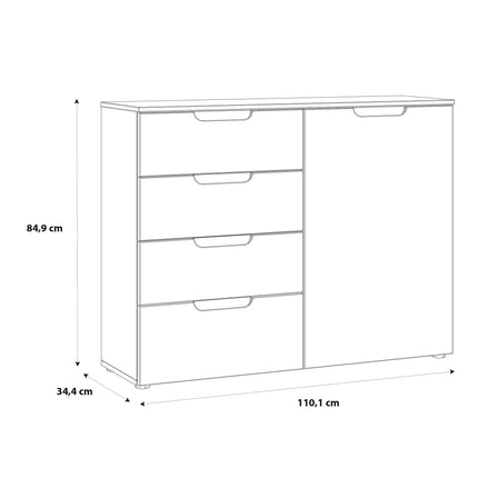 Sienna - 4 Chest of Drawers 1 Door