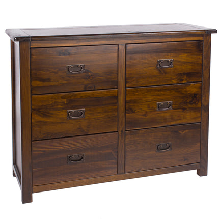 Boston - Chest of Drawers - 6 Drawer Dark Brown Pine