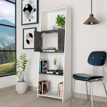 Dallas - Bookcase - 2 Door White & Grey Oak Shelves
