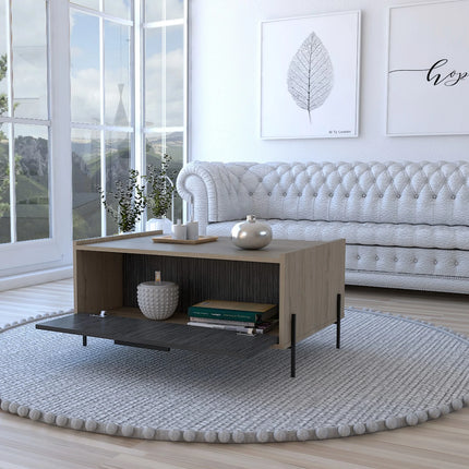 Harvard - Coffee Table - Washed Oak with Drop-Down Door