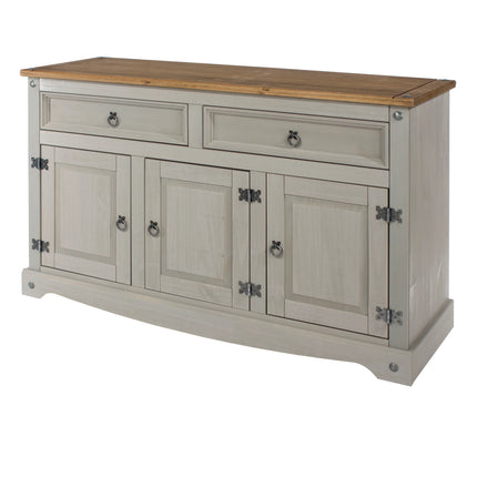 Corona White - Sideboard - 3 Door 2 Drawer & Antique Waxed Pine Top