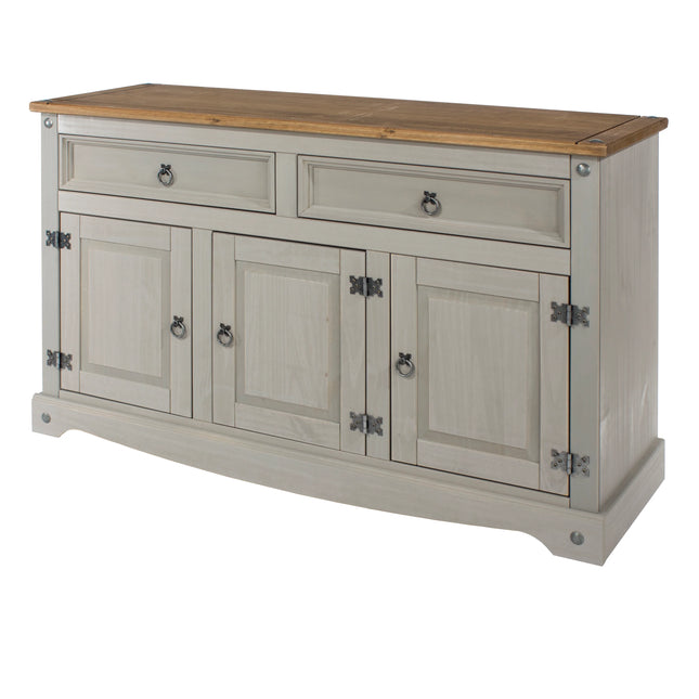 Corona White - Sideboard - 3 Door 2 Drawer & Antique Waxed Pine Top