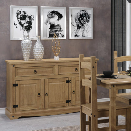 Corona White - Sideboard - 3 Door 2 Drawer & Antique Waxed Pine Top