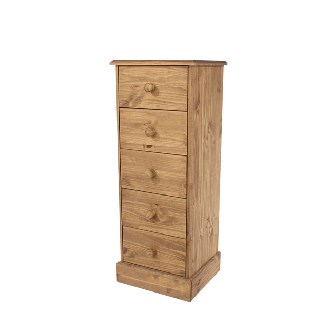 Cotswold - Chest of Drawers - 5 Drawer Tall Antique Waxed Pine
