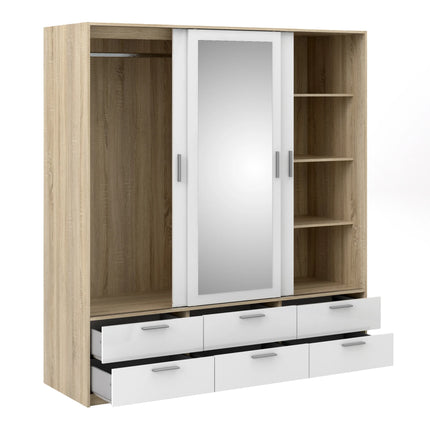 Line - Wardrobe with 3 Doors 6 Drawers