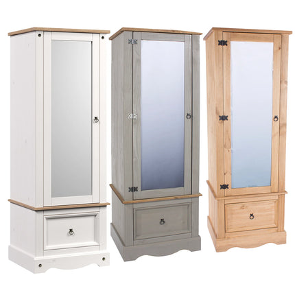 Corona - Wardrobe - 1 Door 1 Drawer Mirrored