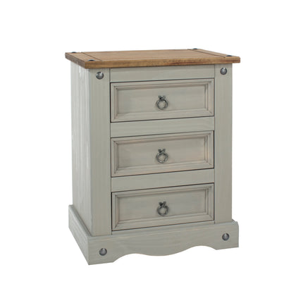 Corona - Bedside Cabinet - 3 Drawer Solid Pine Traditional