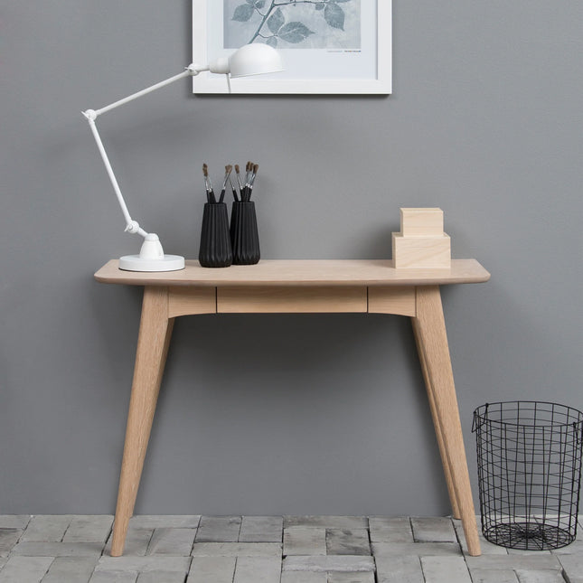 Woodstock 1 Drawer Desk in Oak with White Pigmented Oiled Finish