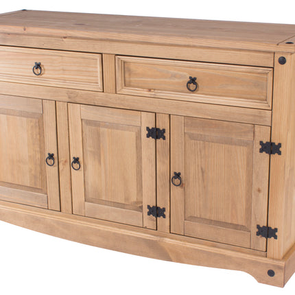 Corona White - Sideboard - 3 Door 2 Drawer & Antique Waxed Pine Top