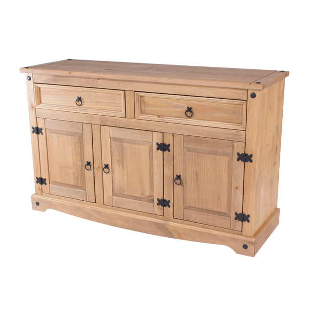 Corona White - Sideboard - 3 Door 2 Drawer & Antique Waxed Pine Top