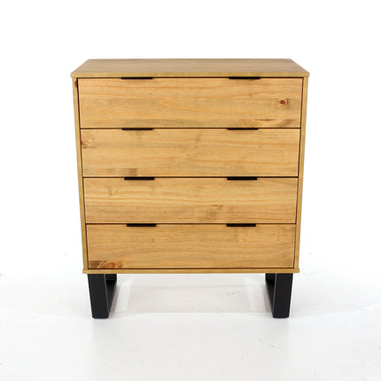 Texas - Chest of Drawers - 4 Drawer Industrial & Black Metal Legs