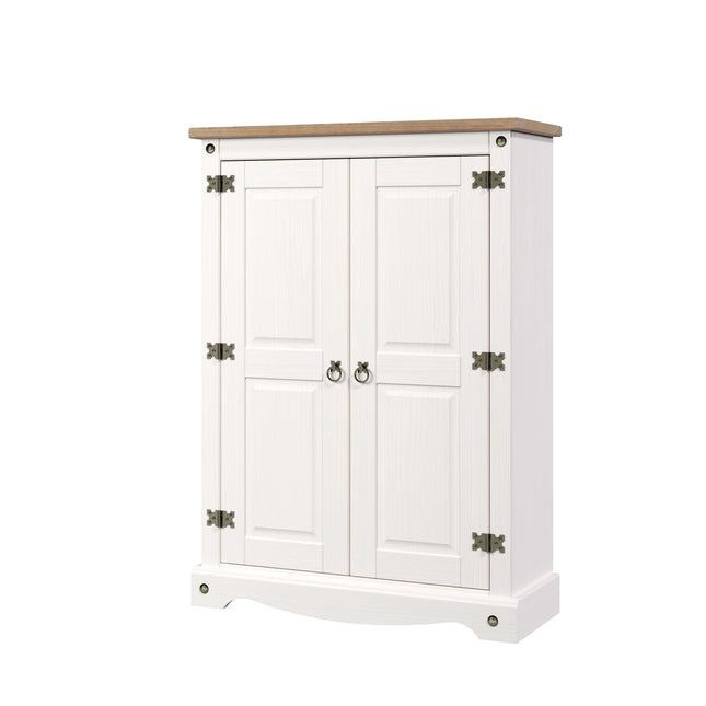 Corona White - Bookcase - 2 Door & Antique Waxed Pine Top