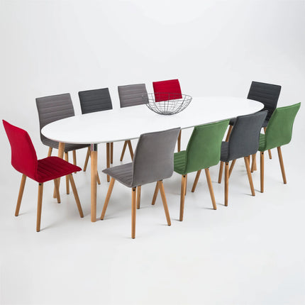 Belina - Oval Dining Table in White & Oak