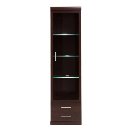 Imperial - Tall Glazed 1 Door 2 Drawer Narrow Cabinet