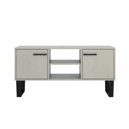 Texas - TV Unit - 2 Door Grey Waxed Pine & Metal Legs