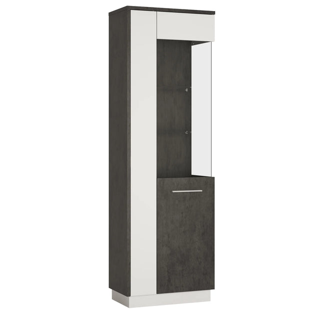 Zingaro Tall Glazed Display Cabinet RH & LH Slate Grey and Alpine White