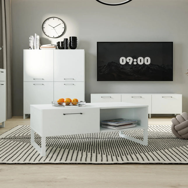 Sali 1 Drawer Coffee Table in Light Grey & Sage Green – Stylish & Sustainable