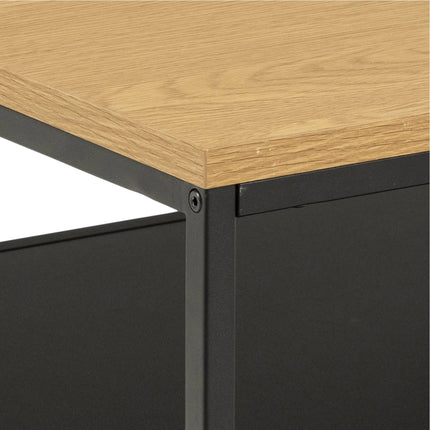 Gila - Square Coffee Table with Open Shelf in Oak & Black