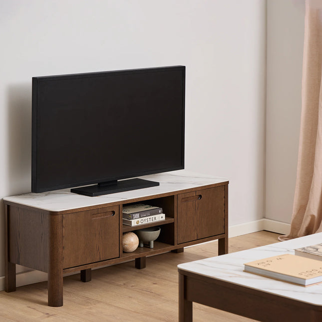 Southampton TV Unit 2 Doors 1 Shelf Ceramic Cream Scandinavian Design
