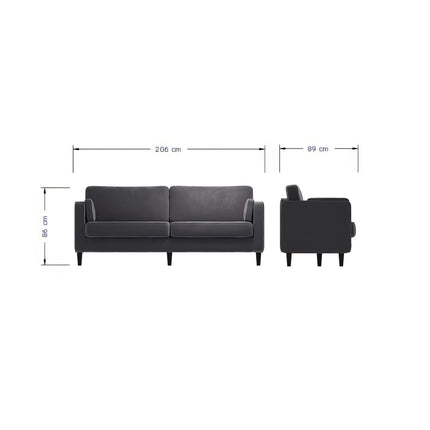 Snowdonia Living - 3 Seater Cushion Back Sofa Dark