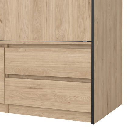 Line - Wardrobe with 2 Sliding Doors, Drawers and Mirror