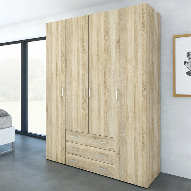 Space - Tall Wardrobe - 4 Doors 3 Drawers