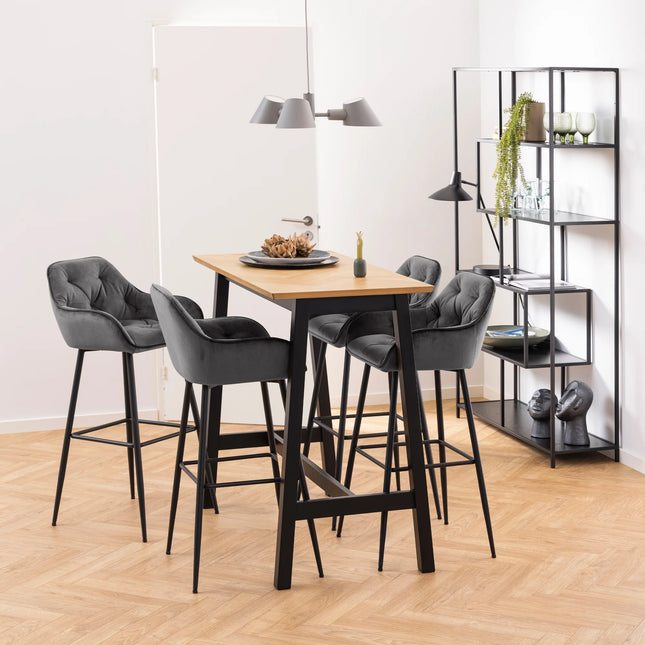 Seaford - Large Black Metal Asymmetrical Bookcase with 5 Shelves