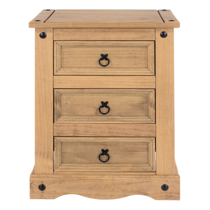 Corona - Bedside Cabinet - 3 Drawer Solid Pine Traditional
