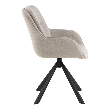 Angus Dining Table with 4 Carrie Swivel Dining Chairs in Sand