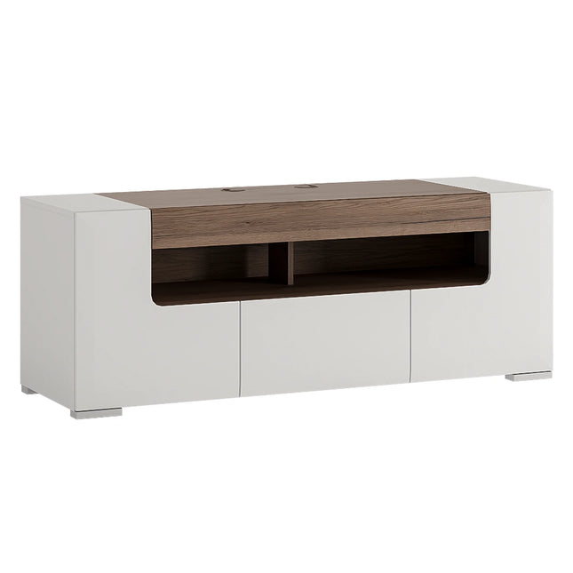 Toronto - 140cm Wide TV Cabinet In White and Oak