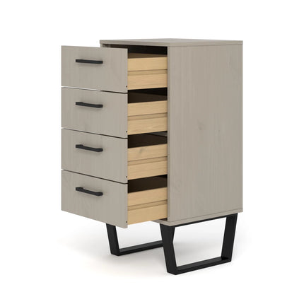 Texas - Chest of Drawers - 4 Drawer Industrial Grey Waxed Pine