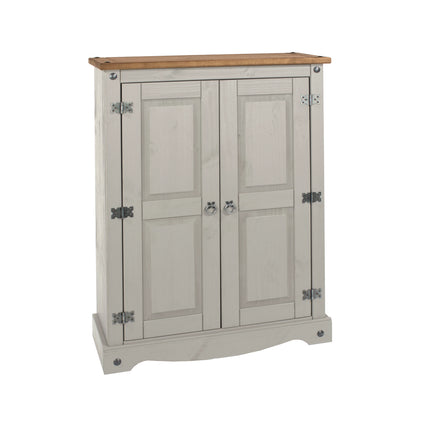 Corona White - Bookcase - 2 Door & Antique Waxed Pine Top