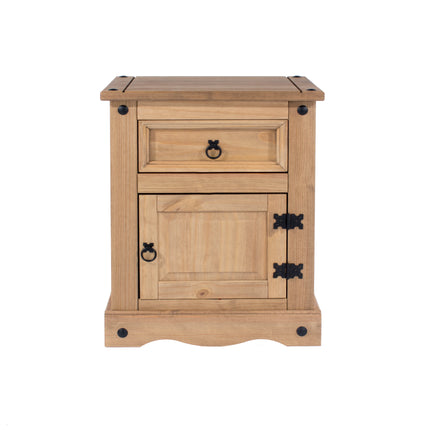 Corona - Bedside Table - 1 Door 1 Drawer Rustic