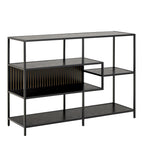 Seaford Wide Ash Black Metal Bookcase With 4 Black Ash Shelves