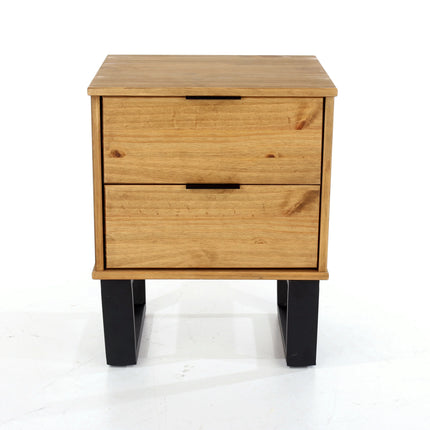 Texas - Bedside Table - 2 Drawer Industrial & Metal Legs